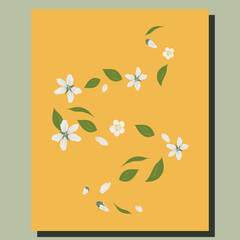 Floral Card, Yellow Flower Petal Poster, Minimal Botanical Design