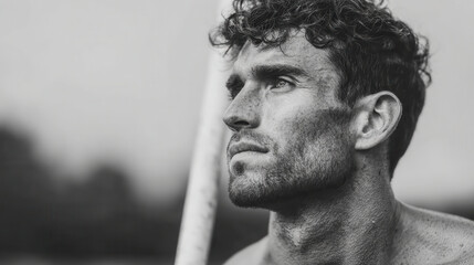 dynamic portrait of athlete fiercely throwing javelin showcasing sheer determination