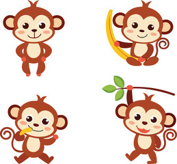 Monkey Clipart Illustration for Jungle and Wildlife Projects. Playful Monkey Clipart Artwork for Kids and Educational Designs. Realistic Monkey Clipart Drawing for Nature and Animal Themes