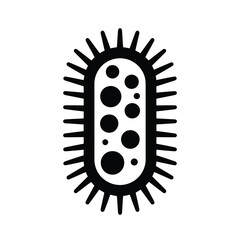 Stylized illustration of a bacterium with numerous flagella