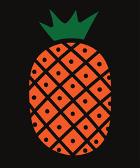 Vector illustration of an orange fruit with artistic design and colorful decoration