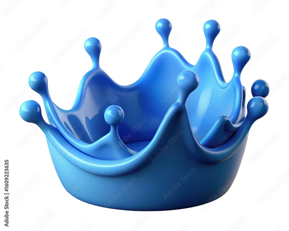 Poster blue liquid splash crown effect isolated on background artistic display of fluid motion elegant and 