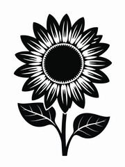 Black and white stylized sunflower illustration