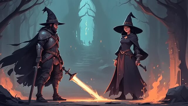 halloween witch on a broom