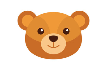Fototapeta premium Teddy Bear Head In Soft Cartoon Vector On White
