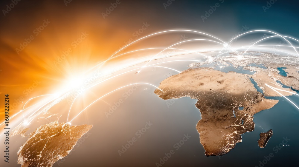 Poster global connection: a stunning digital rendering illustrates the intricate network of worldwide conne