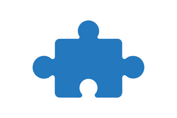 Puzzle Piece In Blue Simple Vector On White