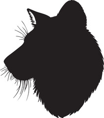 Animal profile shape  in silhouette image white background.
