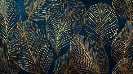 Dark Background With Golden Leaf Pattern