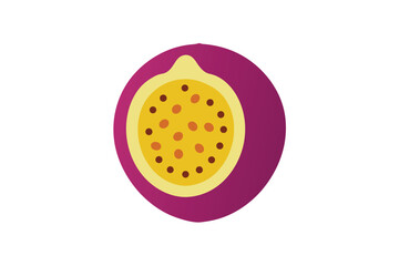 Fototapeta premium Passionfruit Cut In Half Showing Seeds White Background