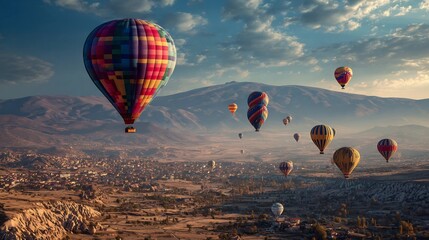 Obraz premium Spectacular Hot Air Balloon Festival over Cappadocia Turkey Unique Experience Breathtaking View of