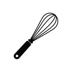 Simple black silhouette of a kitchen whisk