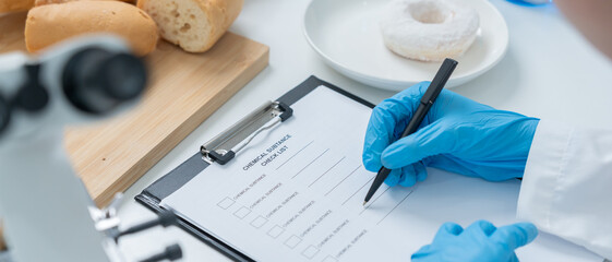 Scientist check chemical and fungus in laboratory. Control experts inspect the concentration of...