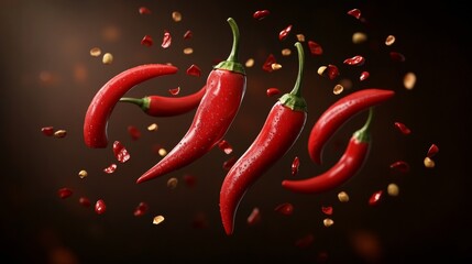 Sizzling image of red peppers bursting with heat and color, evoking the vibrant flavors of chili-infused dishes.