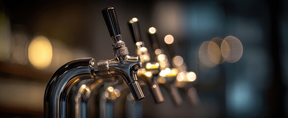 The Elegant Beer Taps in a Modern Bar Setting