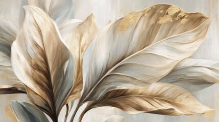 Elegant Golden And Silver Leaves Pattern Design