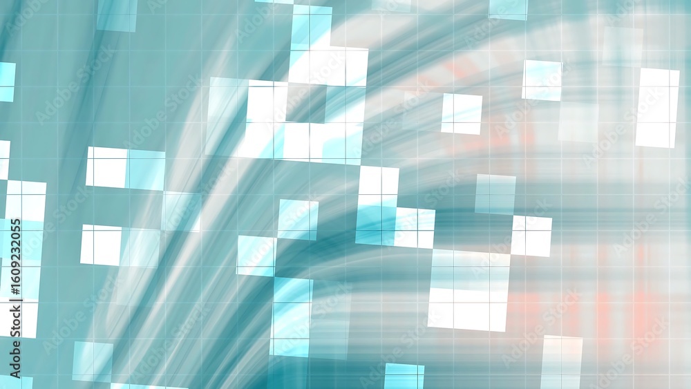 Poster desertcore arctic sunrise abstract technology background with squares, grid lines, and light rays cr
