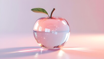 Glass Apple on Rose-Pink Surface