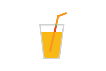 Glass Of Orange Juice With Straw On White