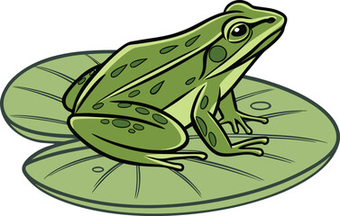 Realistic Frog Clipart Illustration for Nature and Wildlife Projects. Cute Green Frog Clipart Artwork for Educational and Kids Designs. Detailed Frog Clipart Drawing for Botanical and Outdoor Themes