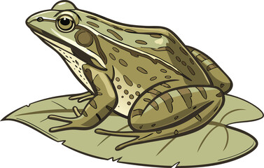 Realistic Frog Clipart Illustration for Nature and Wildlife Projects. Cute Green Frog Clipart Artwork for Educational and Kids Designs. Detailed Frog Clipart Drawing for Botanical and Outdoor Themes