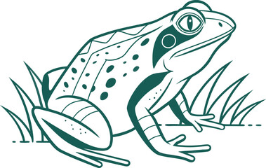 Realistic Frog Clipart Illustration for Nature and Wildlife Projects. Cute Green Frog Clipart Artwork for Educational and Kids Designs. Detailed Frog Clipart Drawing for Botanical and Outdoor Themes