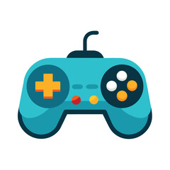 Game Controller With Buttons And Joystick On White