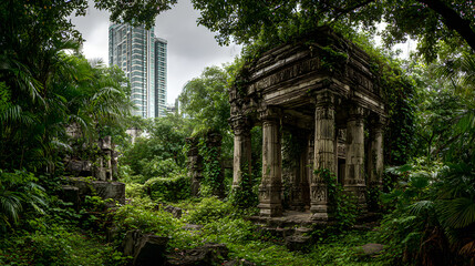 Obraz premium Vanishing Legacy: The Battle Between Ancient Culture and Modern Urbanization