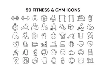 Fitness & Gym Icons Line Art Collection
