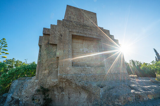 The scenic view of Persian monumental grave in Foça, İzmir, Turkey