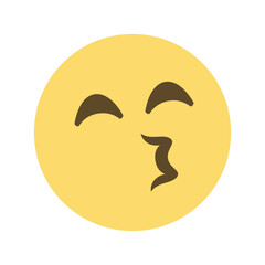 A yellow emoji with closed eyes and a kissing face expression conveying affection and romance online