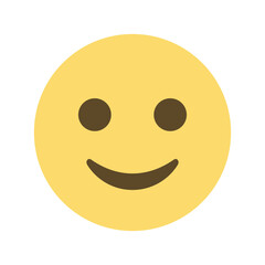 A simple yellow smiley face with dark eyes and a curved mouth expressing a happy and positive emotion