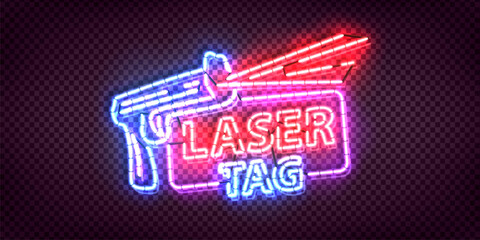 Vector neon sign of Laset Tag isolated on the transparent background.