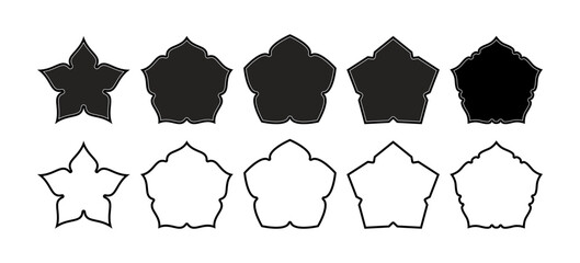 Penta frame, five corner border, elements vector, design template. Perfect for poster design elements, greeting cards and copy space for  quote text. Suitable for design.