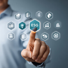 hand pressing social network icon