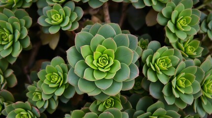 Green Succulent Rosettes Form a Dense Botanical