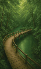 Fototapeta premium wooden bridge over river