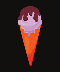 Ice cream cone vector illustration icon dessert summer sweet cold frozen tasty flavor cartoon isolated wafer