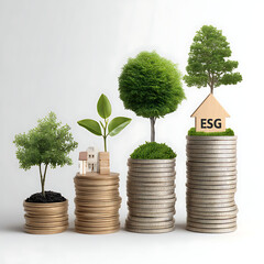 money tree growing from a pile of coins
