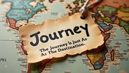 Naklejka premium Inspirational Journey Quote on Vintage World Map Background
