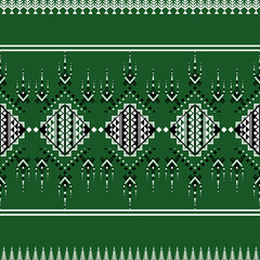 Tribal Geometric Border on Forest Green Background