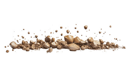 Title: Close up of Mud Droplets Sprayed Isolated on White Background, High-Resolution Mud Drops Texture