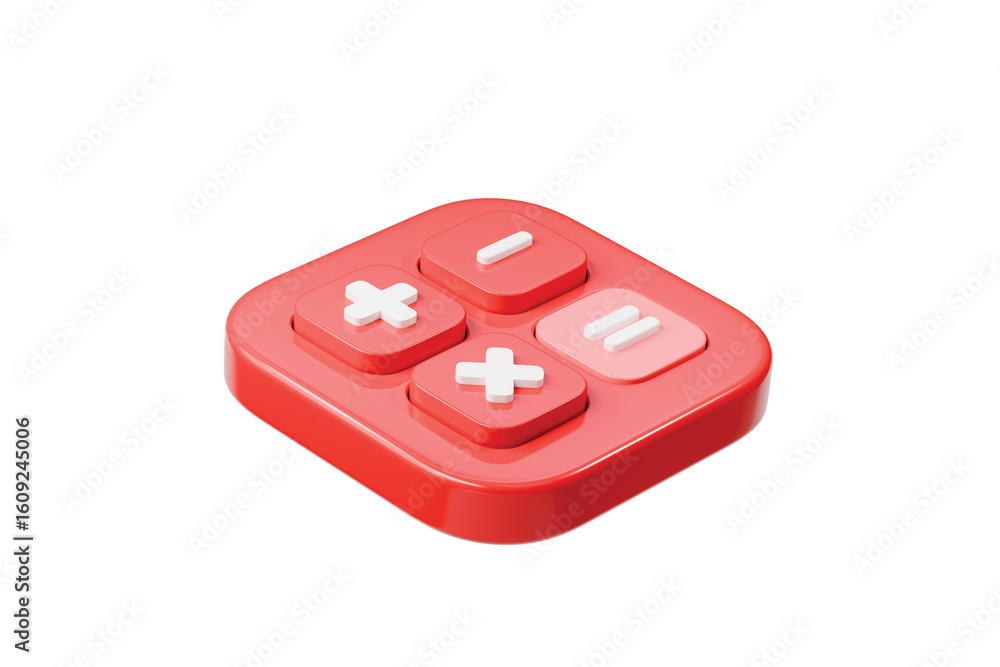 Aufkleber 3d calculator buttons with a plus, minus, multiply, and equal icon isolated on white background. mon