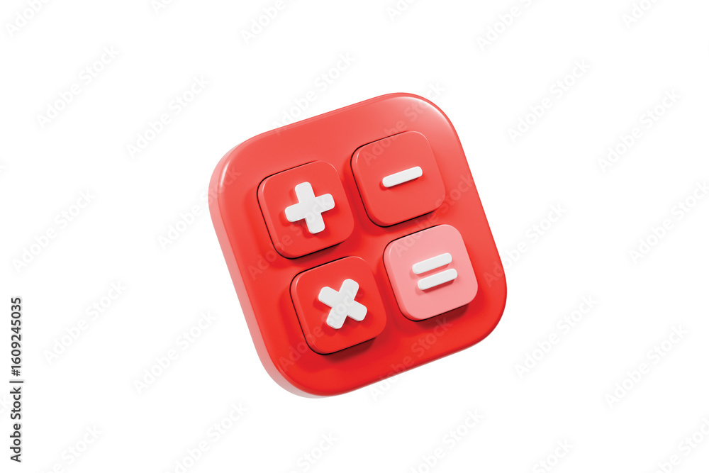 Aufkleber 3d calculator buttons with a plus, minus, multiply, and equal icon isolated on white background. mon