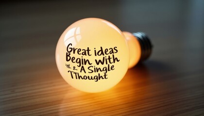 Light Bulb with Inspirational Quote about Ideas and Thoughts