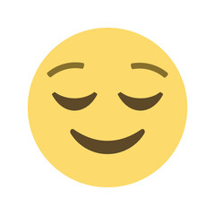 Yellow emoji with closed eyes and a gentle smile expressing a calm and peaceful feeling of contentment