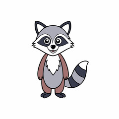 Creative Vector Style Raccoon Drawing on White Background