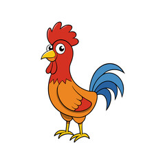 Creative Vector Style Rooster on White Background