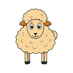 Creative Vector Style Sheep on White Background