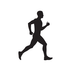 Side view male street runner silhouette vector flat illustration design on white background